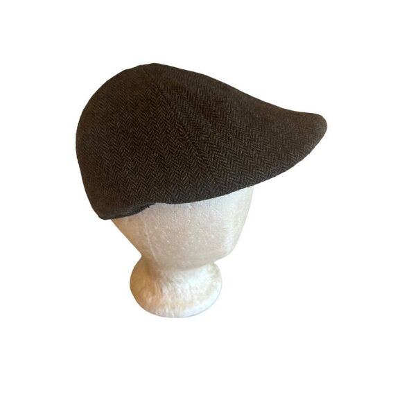 APT. 9 M/L Dark Gray Herringbone Flat Cap Newsboy Hat Wool Blend - Picture 1 of 5